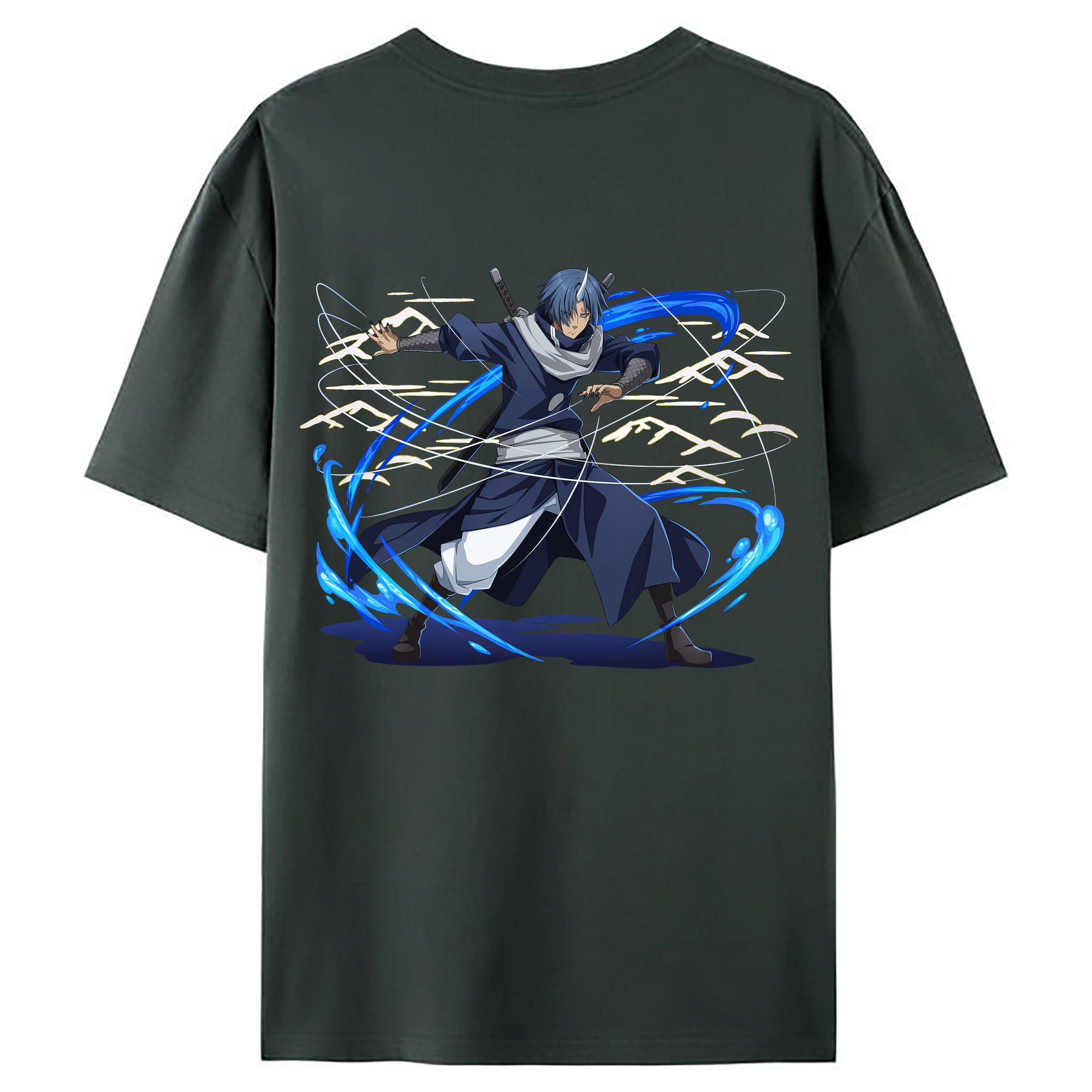 （画像用） 転スラ Regarding Reincarnated to Slime 綿100％ メンズ半袖Tシャツ（バックプリント） 通気性